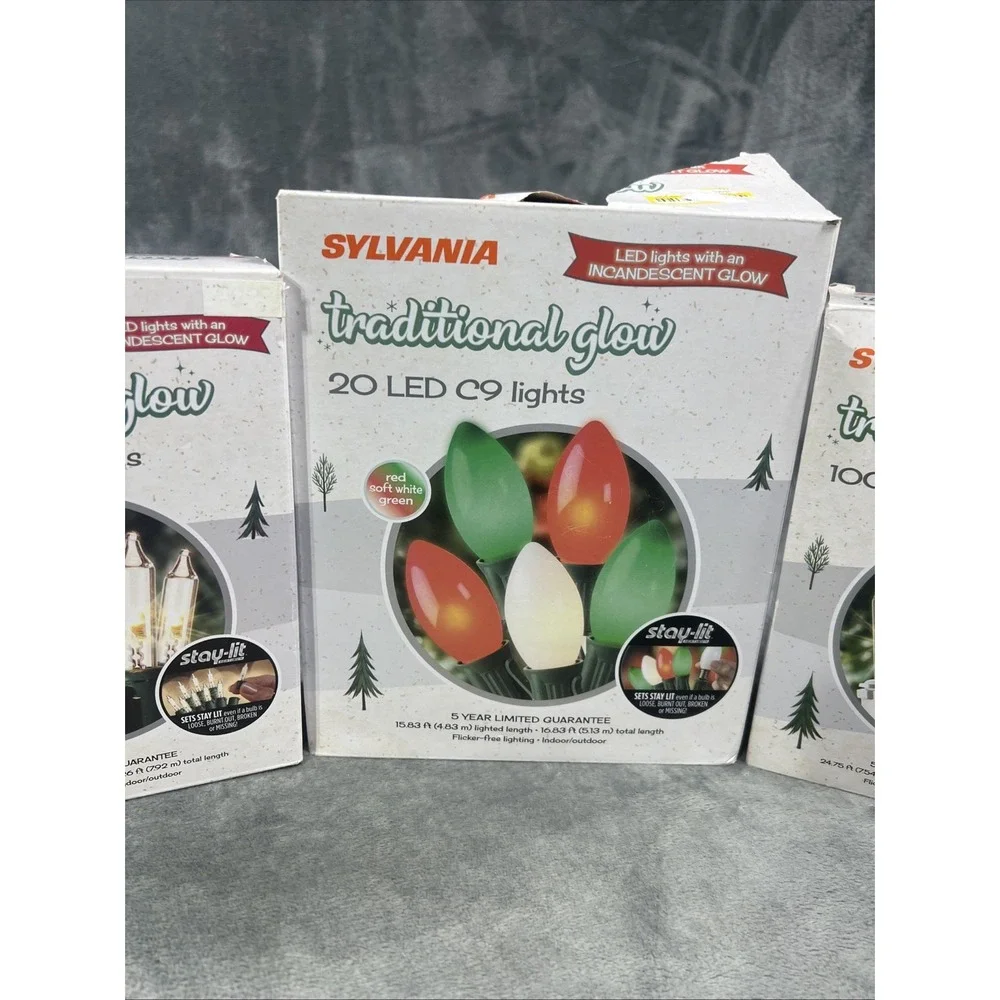 Sylvania Christmas Lights 100/20 Glow LED Mini Soft White Big Color 26ft In/Out